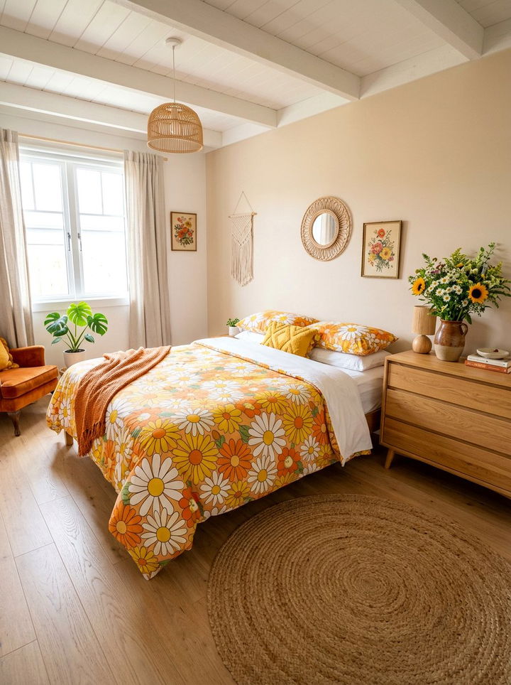 Groovy floral bedroom - 30 retro bedroom ideas