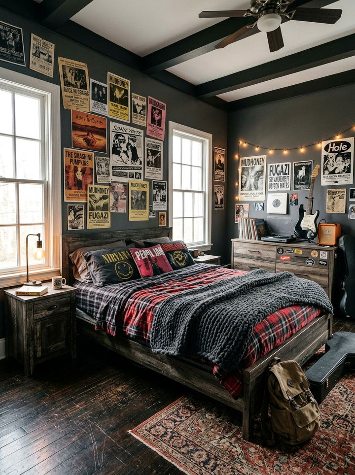Grunge Rock Bedroom - 30 rock and roll bedroom ideas
