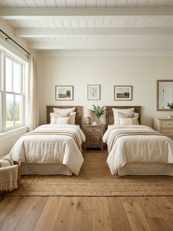 Guest Cream Farmhouse Bedroom - 30 farmhouse cream bedroom ideas