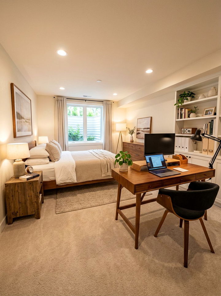 Guest Room With Home Office - 30 basement bedroom ideas