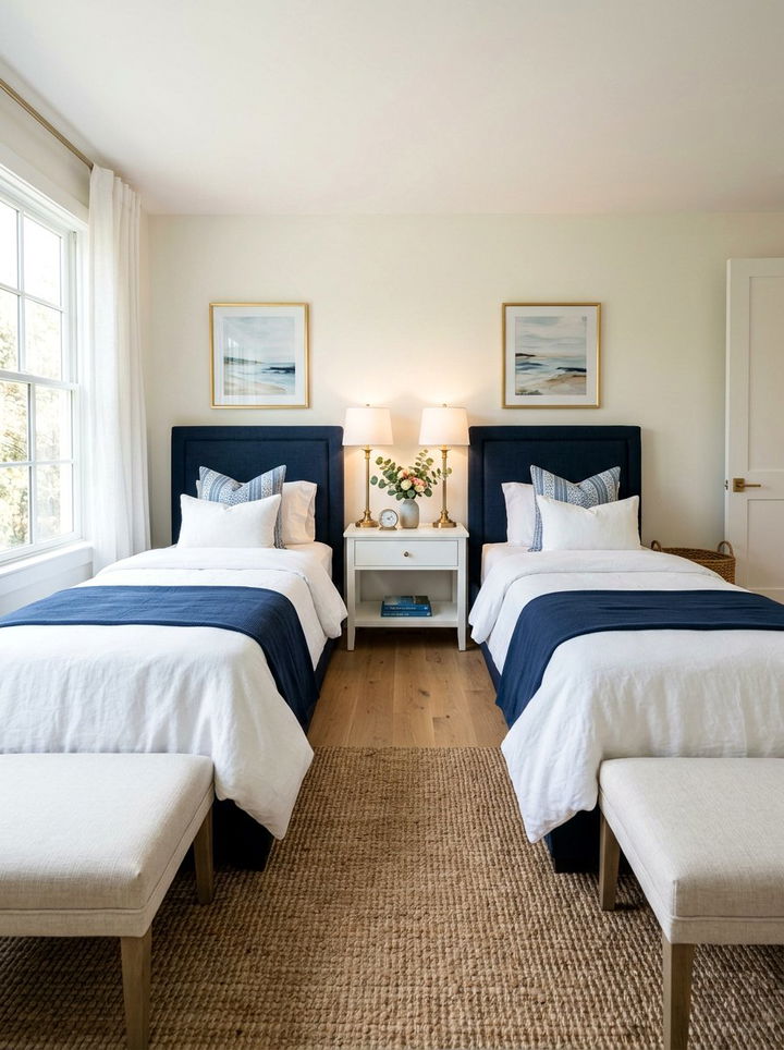 Guest bedroom layout with twin beds - 30 bedroom floor plan ideas