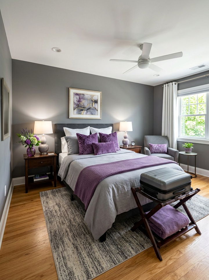 Guest purple and gray bedroom - 30 purple and gray bedroom ideas