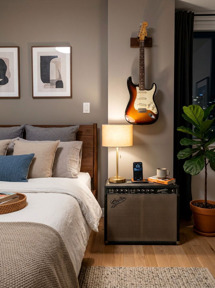 Guitar Amp Nightstand - 30 guitar bedroom ideas