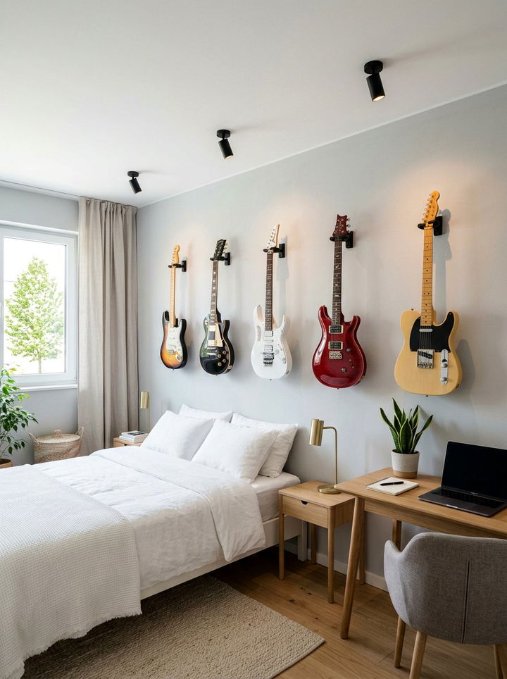 Guitar Wall Decor Bedroom - 30 rock and roll bedroom ideas
