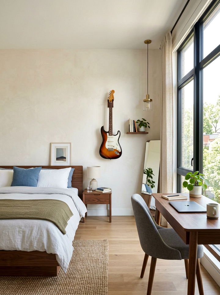 Guitar Wall Mount - 30 guitar bedroom ideas