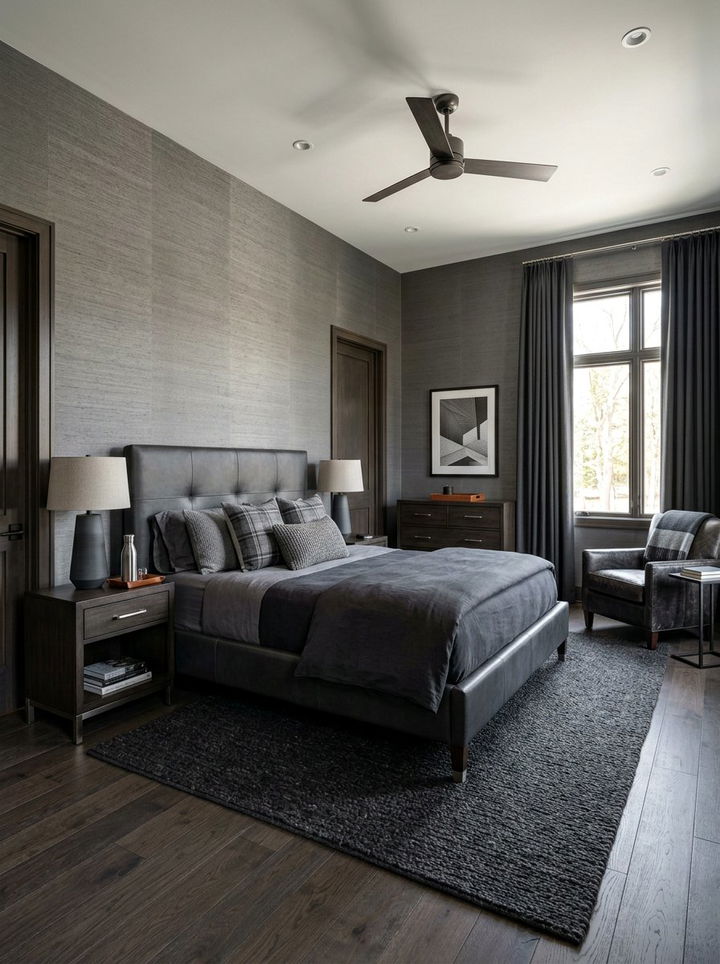 Gunmetal gray masculine bedroom - 30 all gray bedroom ideas