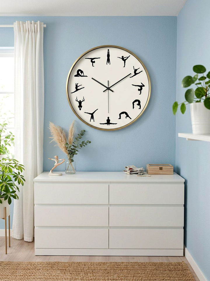 Gymnastics silhouette clock - 30 gymnastics bedroom ideas