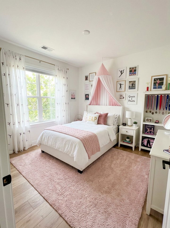 Gymnastics silhouette curtains - 30 gymnastics bedroom ideas