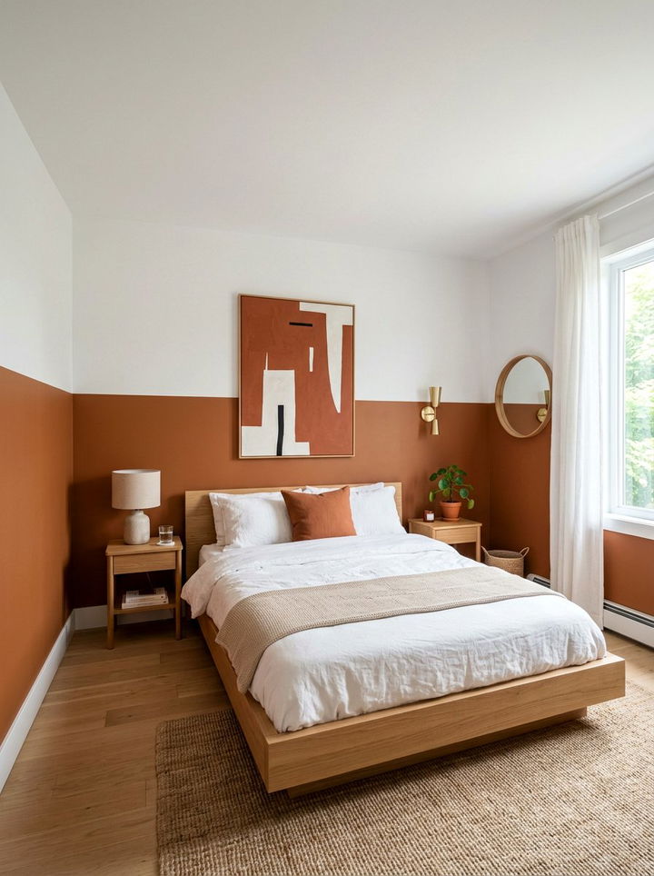 Half painted bedroom walls - 30 color block bedroom ideas