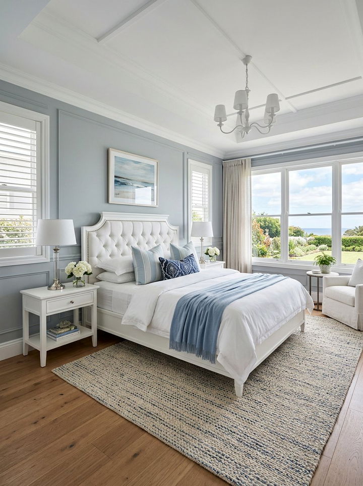 Hamptons style bedroom - 30 coastal white bedroom ideas