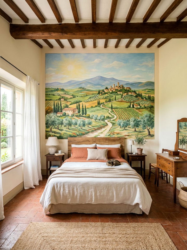 Hand Painted Bedroom Mural - 30 Tuscan bedroom ideas