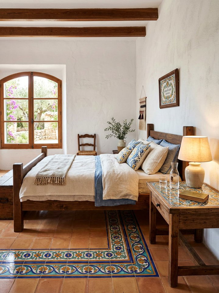 Hand Painted Ceramic Tiles - 30 Mediterranean bedroom ideas
