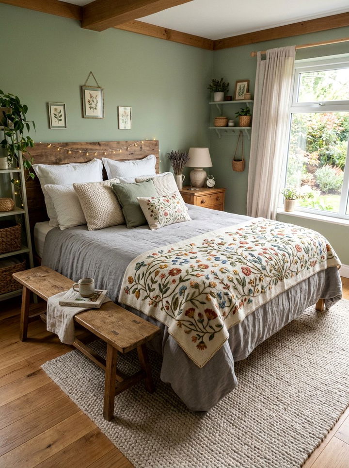Hand Stitched Throw Blanket - 30 embroidered bedroom ideas