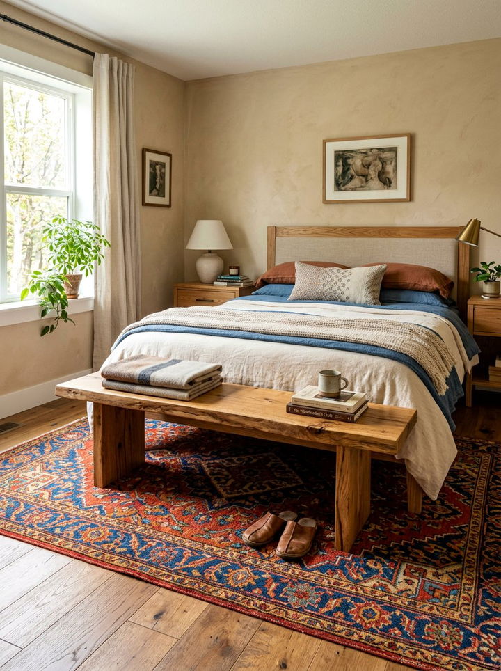 Handcrafted Wooden Bench Bedroom - 30 Southwestern bedroom ideas