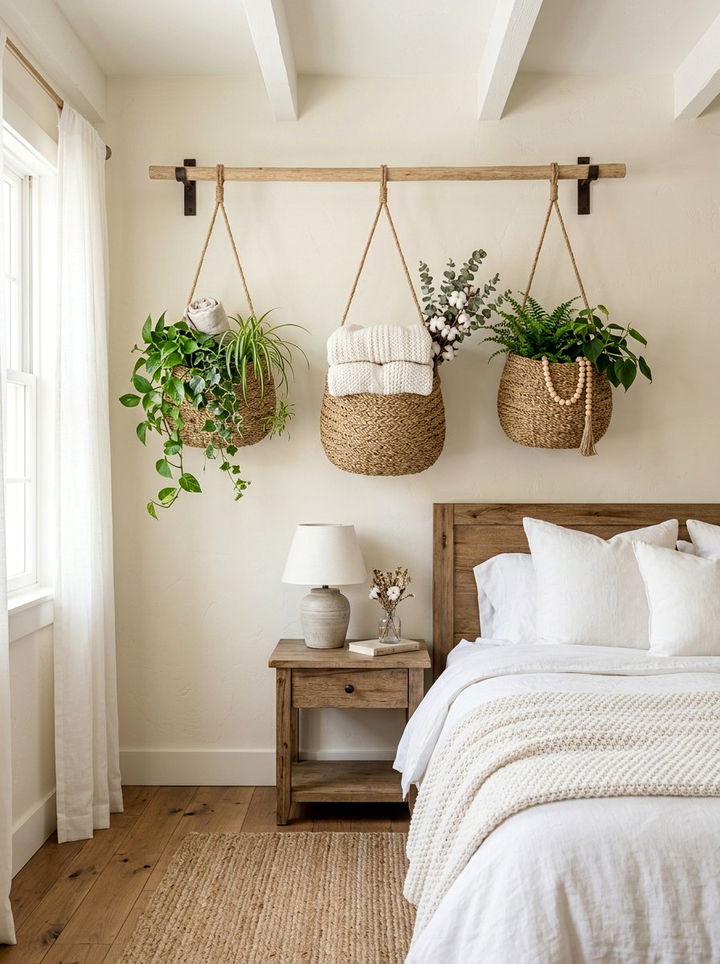 Hanging Baskets Bedroom - 30 bedroom wall storage ideas