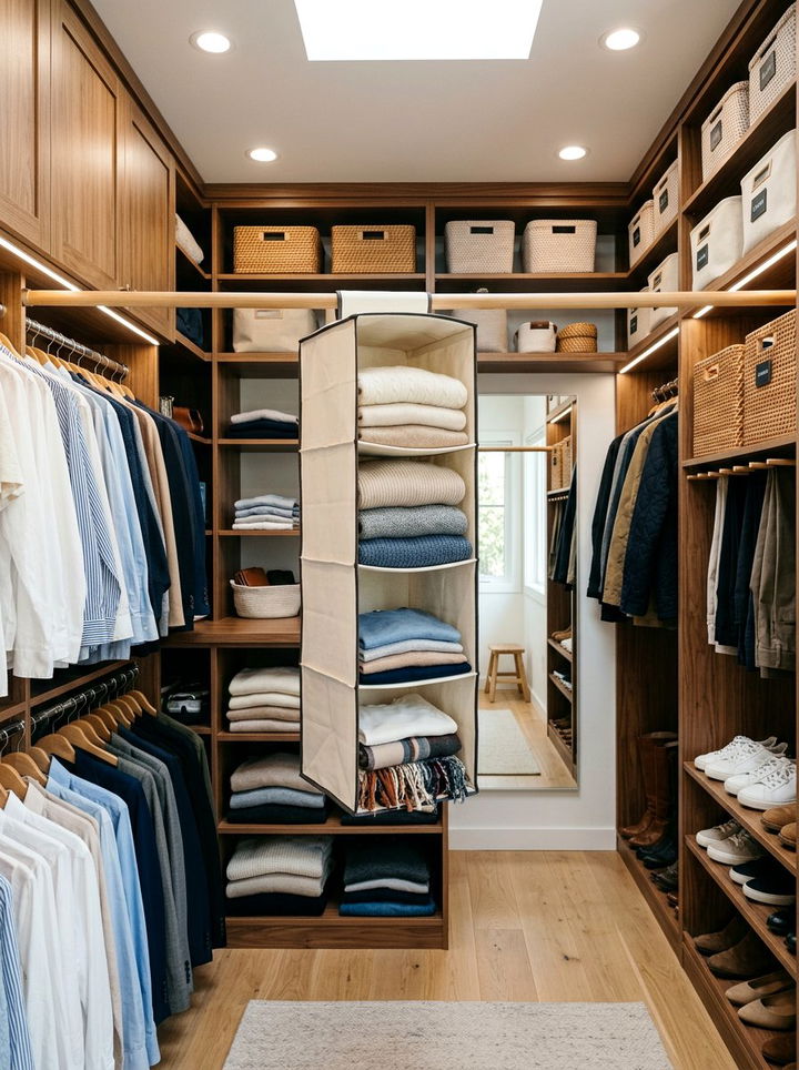 Hanging Canvas Organizer - 30 bedroom hanging storage ideas