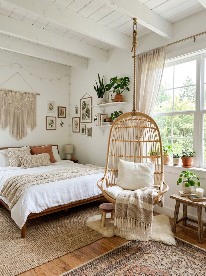 Hanging Chair Bedroom - 30 bohemian white bedroom ideas