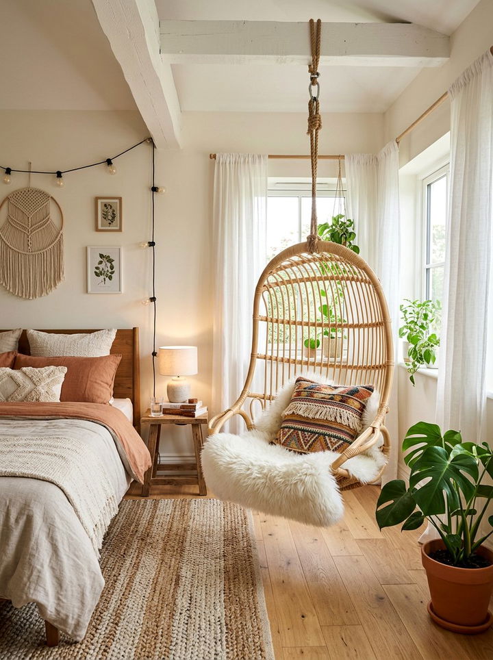 Hanging Chair Bedroom - 30 bedroom corner ideas