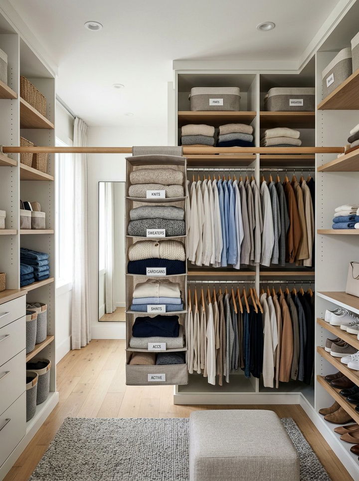 Hanging Closet Organizer - 30 bedroom organization hacks