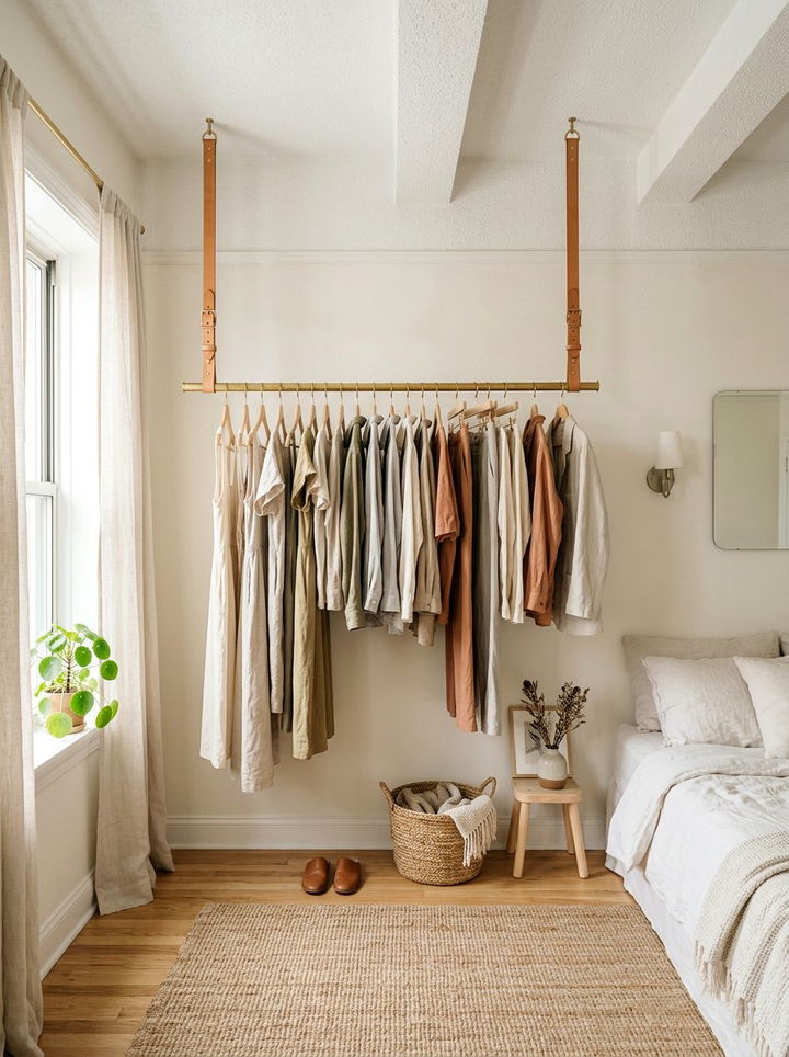 Hanging Closet Rod Bedroom - 30 bedroom wall storage ideas