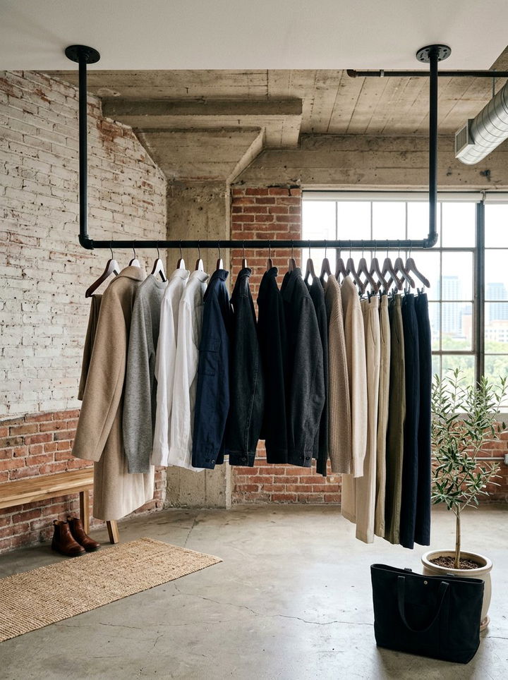 Hanging Clothes Rod - 30 bedroom storage ideas