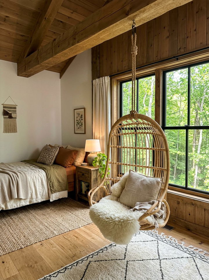 Hanging Egg Chair - 30 cabin bedroom ideas