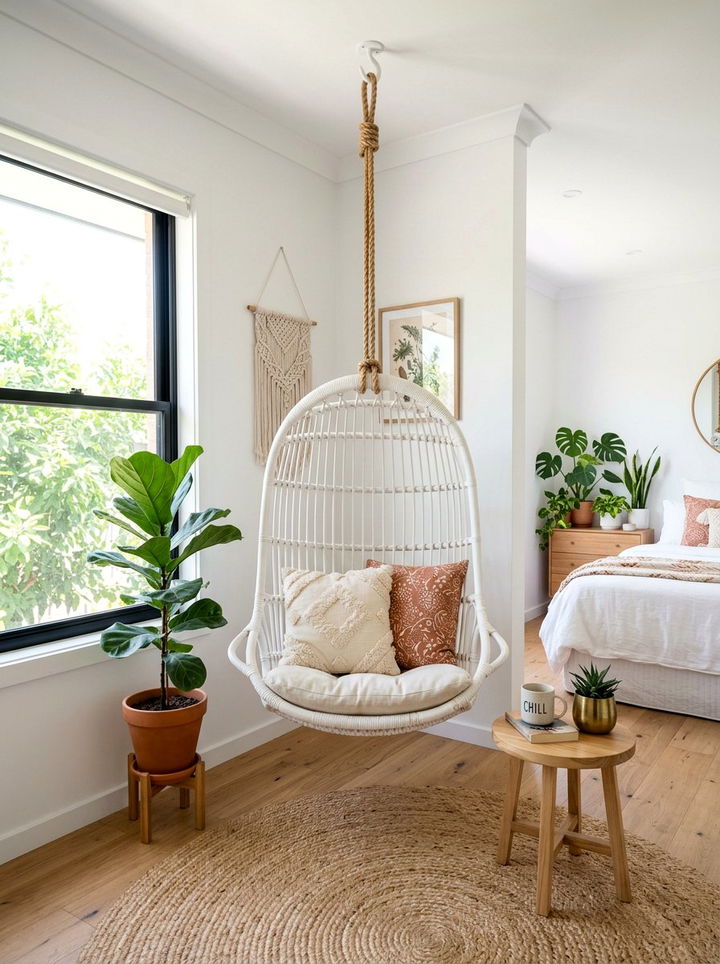 Hanging Egg Chair In Bedroom - 30 bedroom reading nook ideas