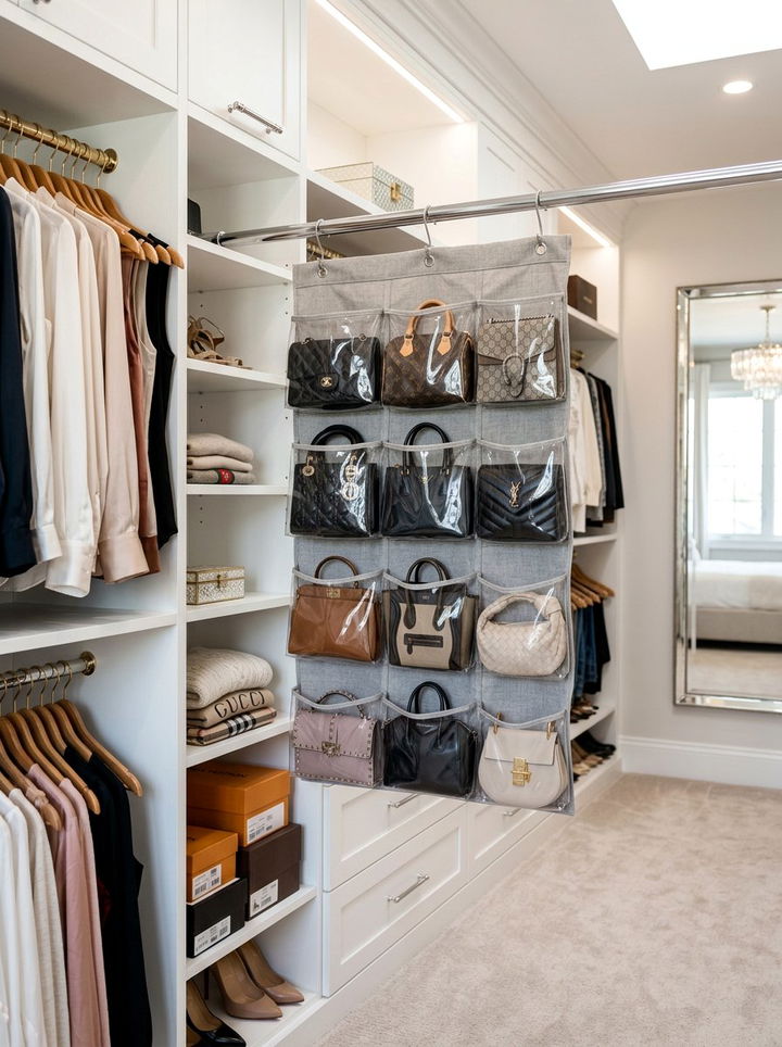 Hanging Handbag Organizer - 30 bedroom hanging organizers