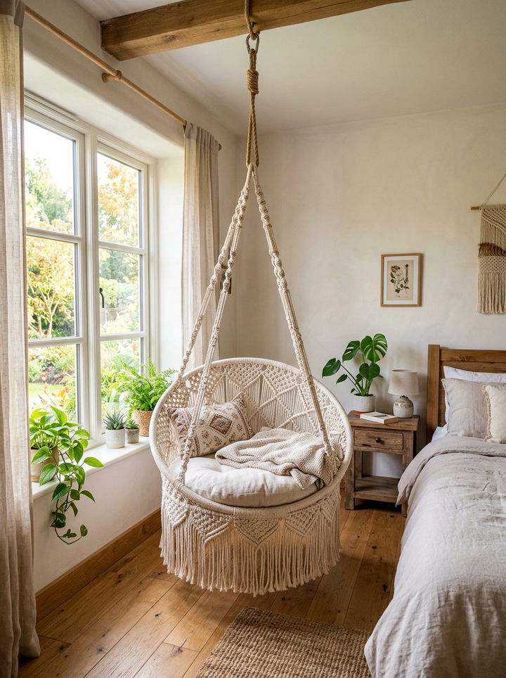 Hanging Macrame Chair - 30 bedroom lounge chairs