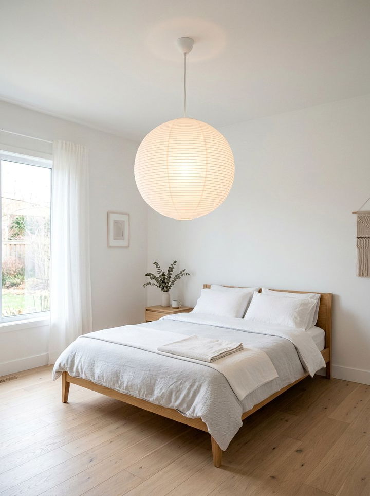 Hanging Pendant Light - 30 scandinavian bedroom ideas