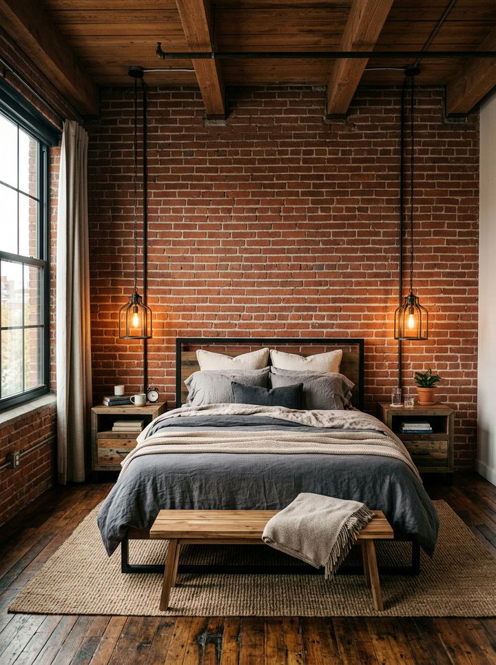 Hanging Pendant Light - 30 industrial bedroom ideas