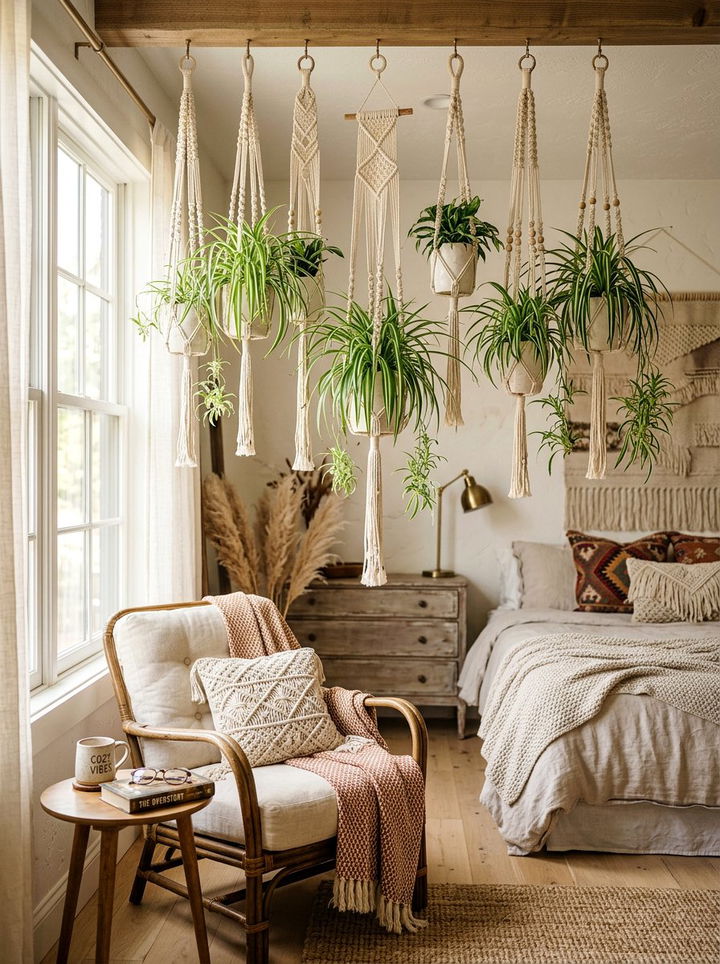 Hanging Plant Bedroom - 30 garden themed bedroom ideas