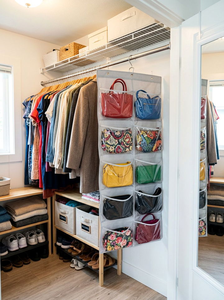Hanging Purse File - 30 bedroom bag storage ideas