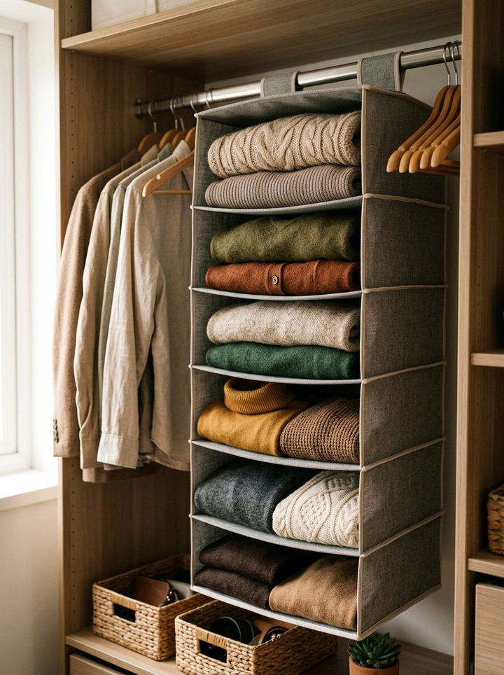Hanging Sweater Organizer - 30 bedroom closet organizers