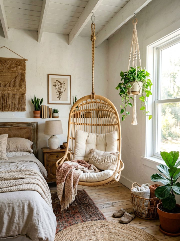 Hanging Swing Chair - 30 bedroom seating ideas
