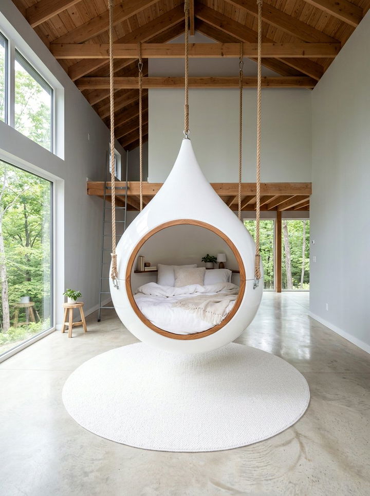 Hanging Treehouse Pod - 30 treehouse bedroom ideas