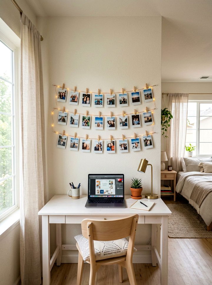 Hanging Wire Photo Display Bedroom - 30 bedroom family photo ideas