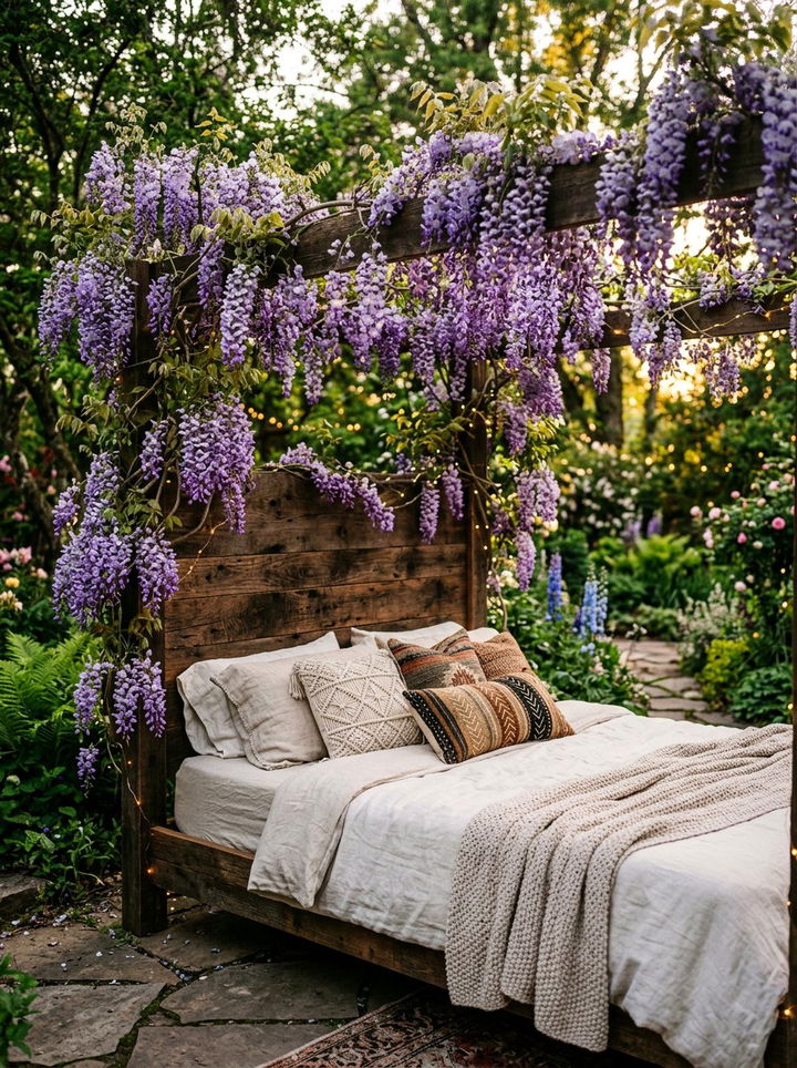 Hanging Wisteria Vine - 30 bedroom faux flowers