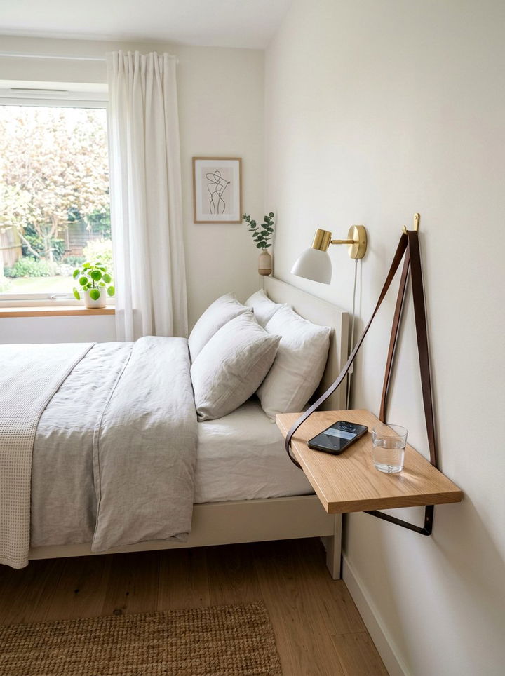 Hanging bedside shelf - 30 temporary bedroom ideas