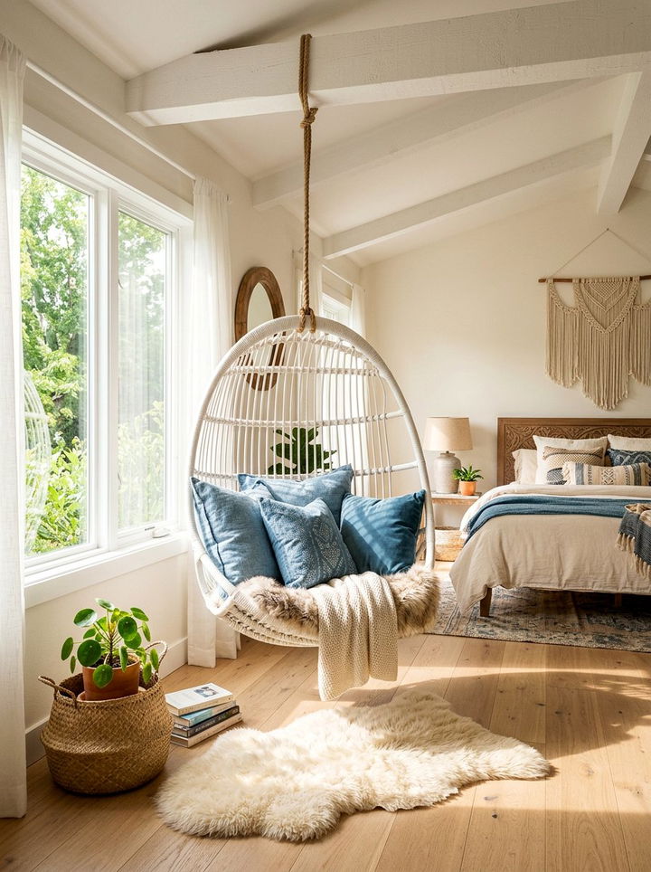 Hanging chair bedroom - 30 bedroom nook ideas