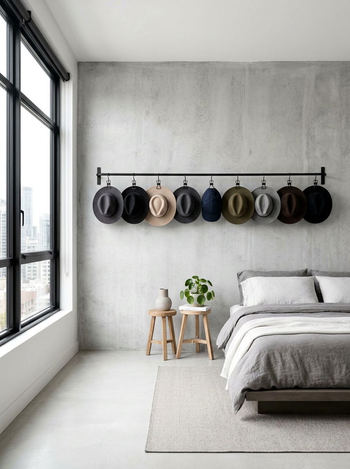 Hanging hat clips - 30 bedroom hat storage ideas