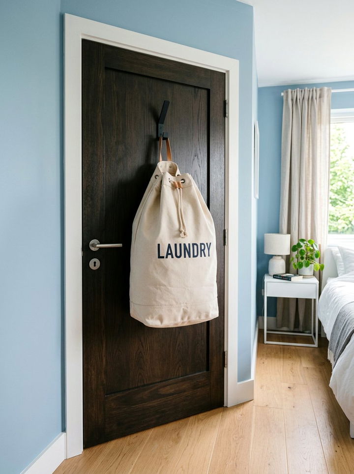 Hanging laundry bag - 30 bedroom dirty clothes storage ideas