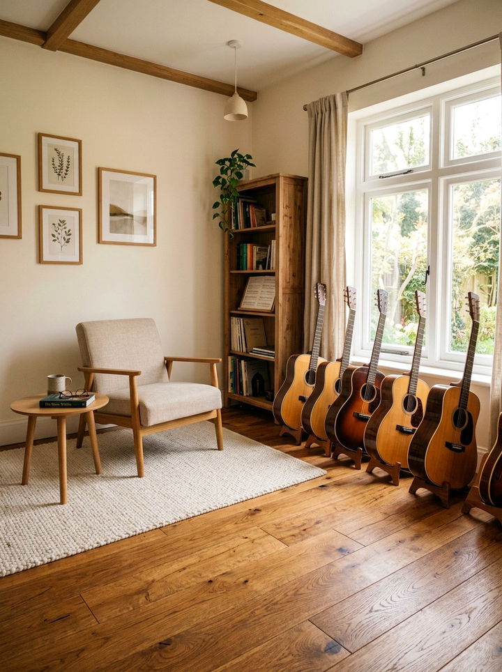 Hardwood Floor Music Room - 30 guitar bedroom ideas