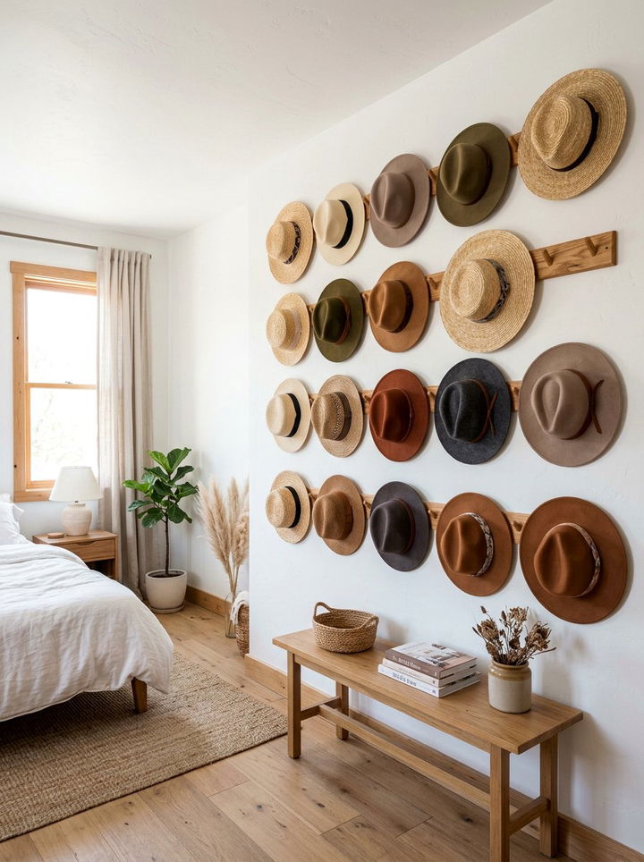 Hat Wall Display - 30 bedroom clever storage ideas