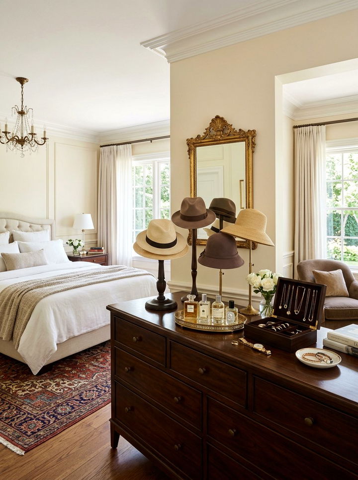 Hat dresser display - 30 bedroom hat storage ideas