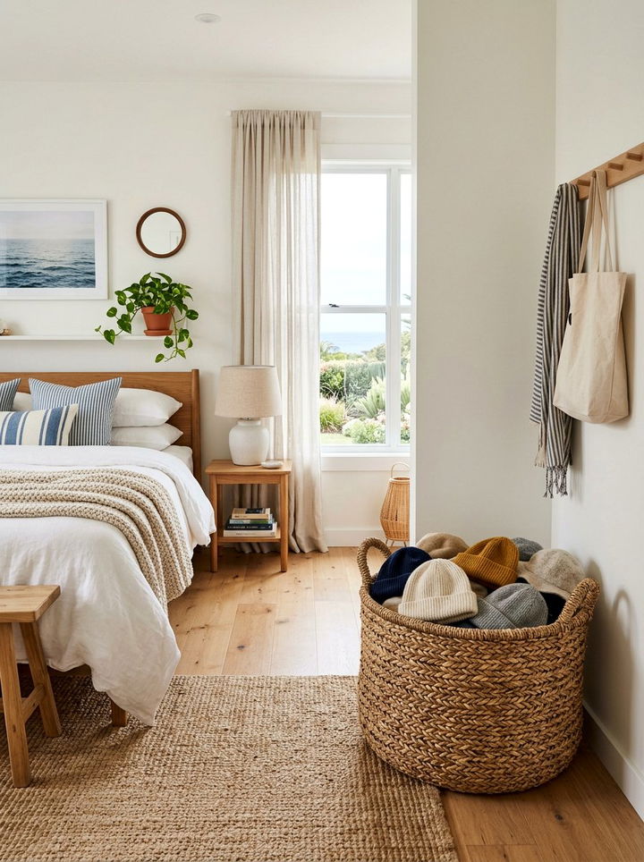 Hat storage basket - 30 bedroom hat storage ideas