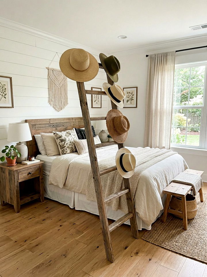Hat storage ladder - 30 bedroom hat storage ideas