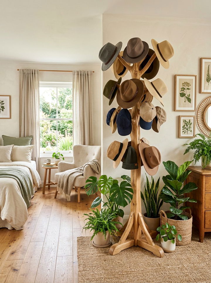 Hat storage tree - 30 bedroom hat storage ideas