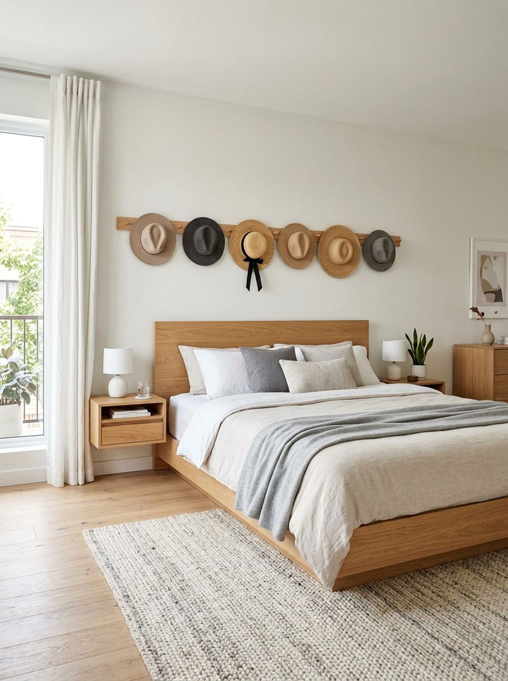 Hat wall rack - 30 bedroom hat storage ideas