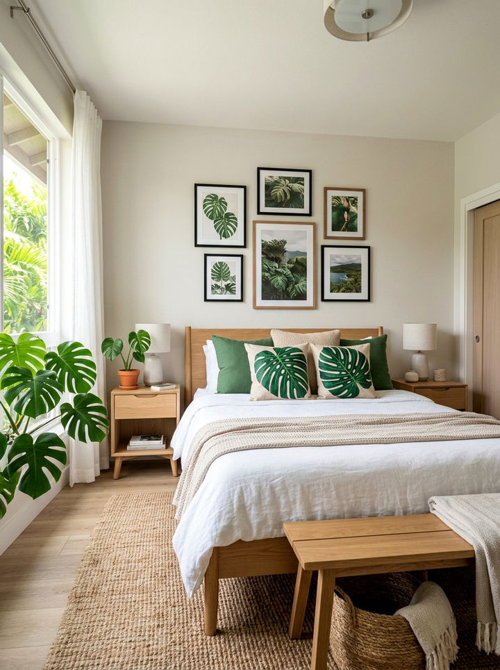 Hawaiian Monstera Leaf Decor - 30 Hawaiian bedroom ideas